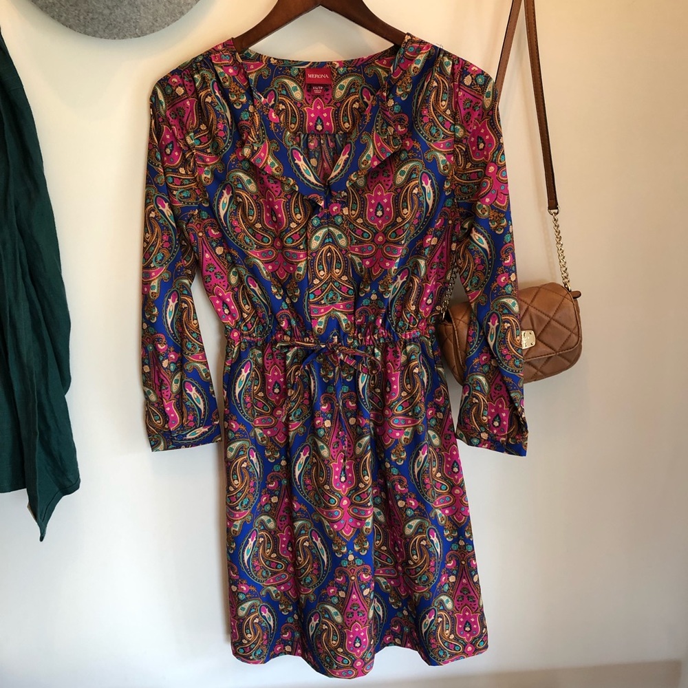 Paisley Cinch-Waist Work Dress